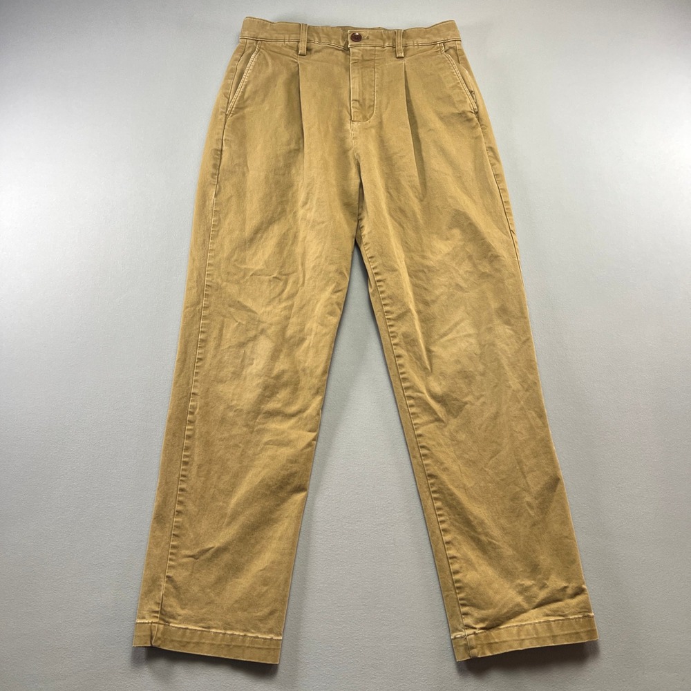 Gap Chino Pants Womens 28 Beige Pleated Cotton Stretch High Rise Straight Leg